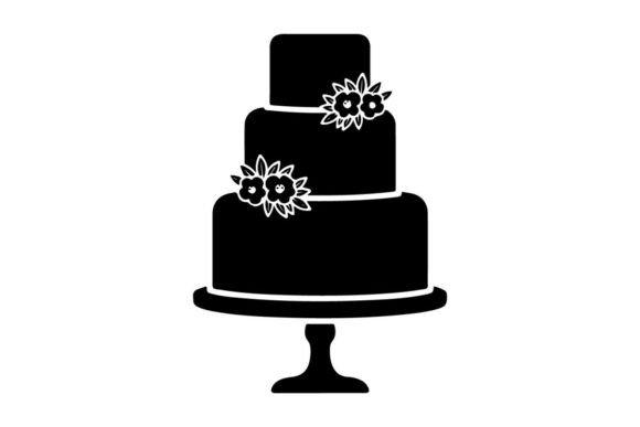 Download Black Wedding Cake with Flowers Vector I - Black wedding Collection